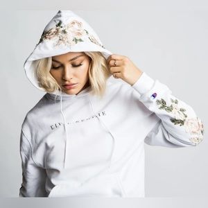 Civil Regime White Floral Embroidered Hoodie